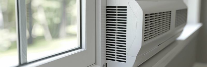 Energy efficient central air conditioner unit installed outside Encinitas CA home